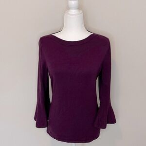 41 Hawthorn Tamzen Bell Sleeve Boatneck Sweater | Dark Purple | Medium | EUC